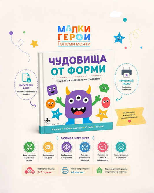 Книжка за изрязване "Чудовища от форми"